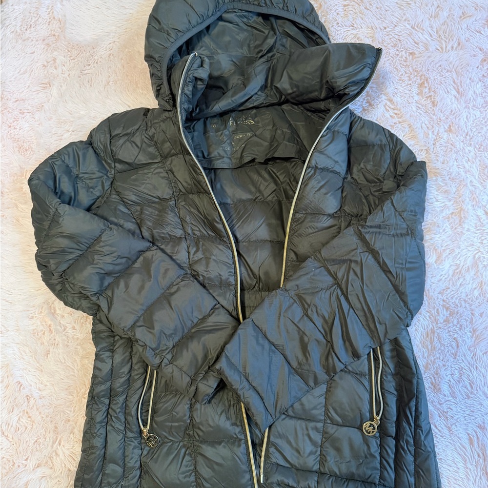 MICHAEL Michael Kors Green Quilted Hooded Puffer Jacket
